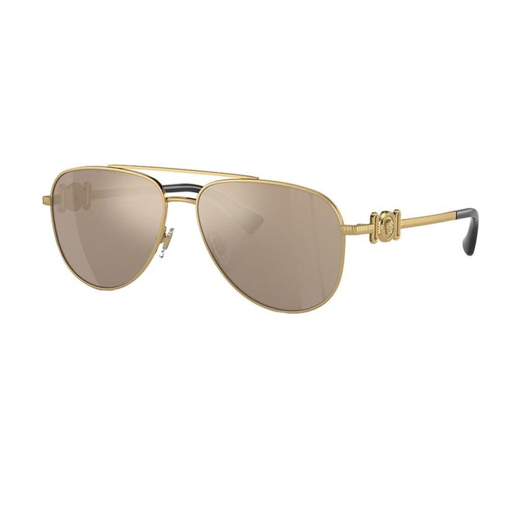 Versace Kids VK 2002 10025A Gold Metal Aviator Sunglasses Brown Mirror Lens